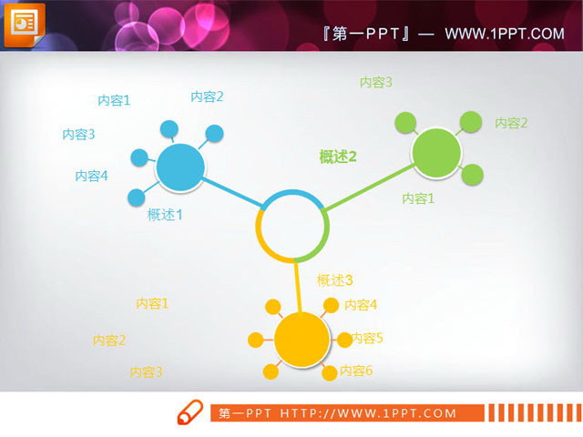 树状扩散关系PowerPoint图表模板