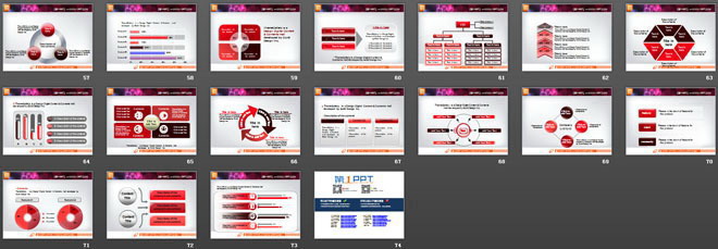 红色幻灯片图表大全打包下载