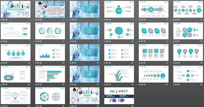 淡蓝色医疗医学工作总结汇报PPT模板