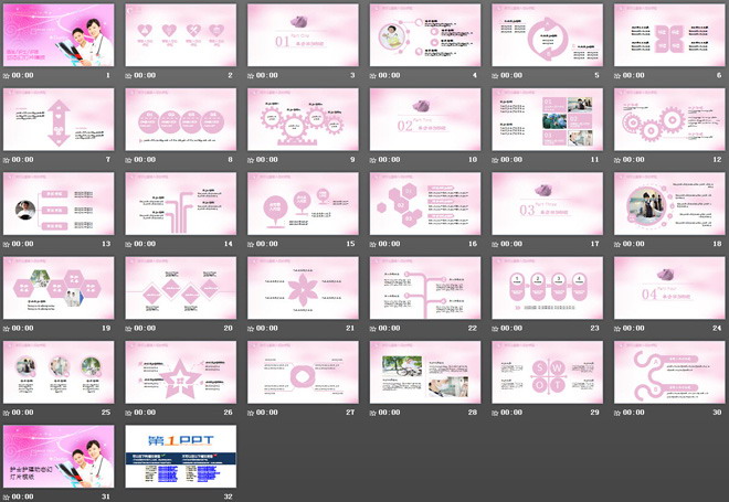 粉色医生护士护理PPT模板