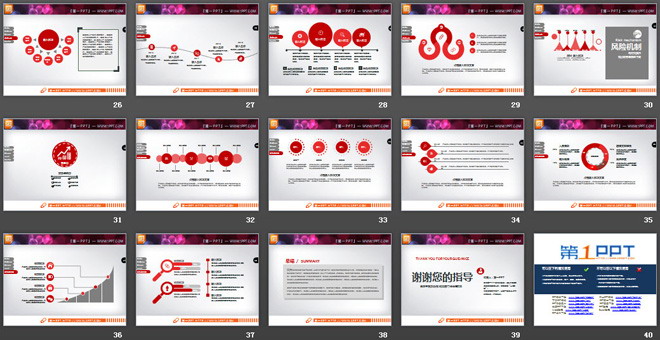 红色扁平化公司简介PPT图表大全