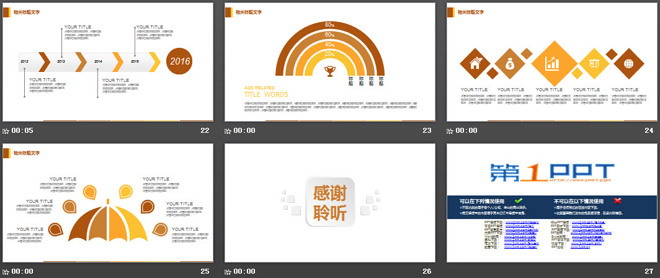 橙色通用工作总结汇报PowerPoint模板