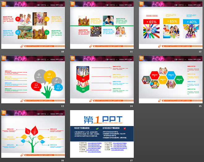 彩色扁平化教育培训PPT图表