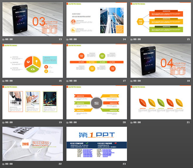 橙色电子产品背景的通用商务汇报PPT模板