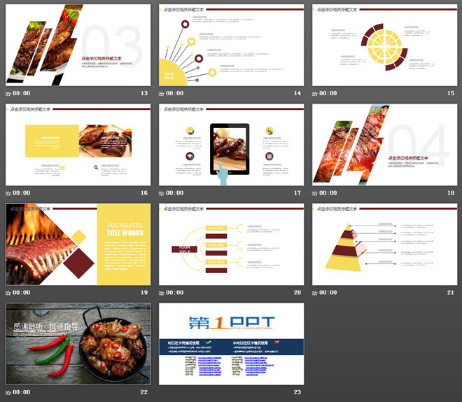 香辣鸡公煲背景的美食PowerPoint模板
