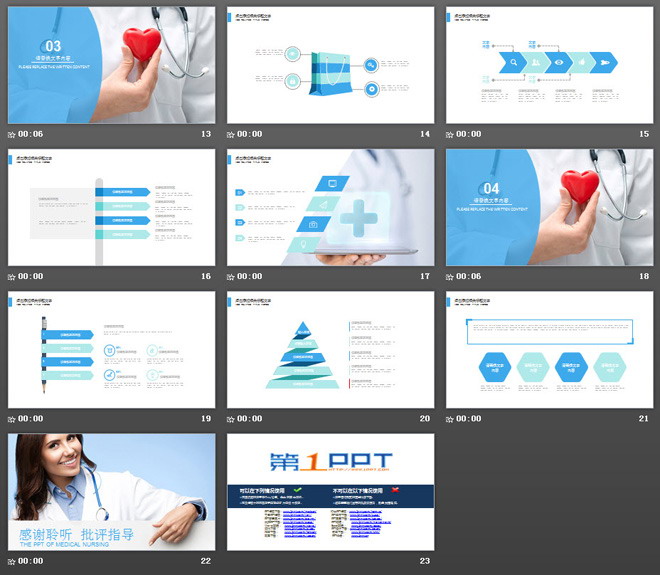 国外医生护士背景的医疗护理PPT模板免费下载