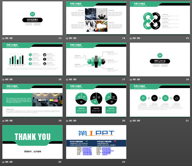 绿色简洁工作汇报幻灯片模板免费下载