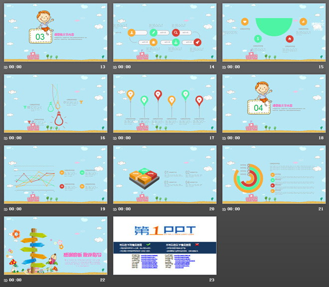 精美动态卡通儿童教育培训PPT模板免费下载