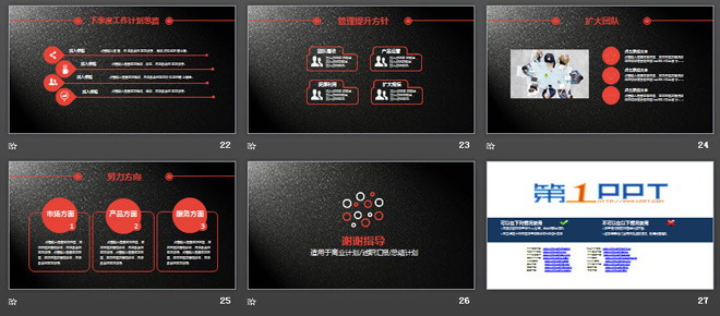 黑色磨砂质感的通用商务总结报告PPT模板