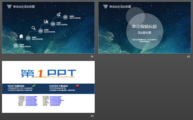 唯美星空背景商务汇报PPT模板免费下载