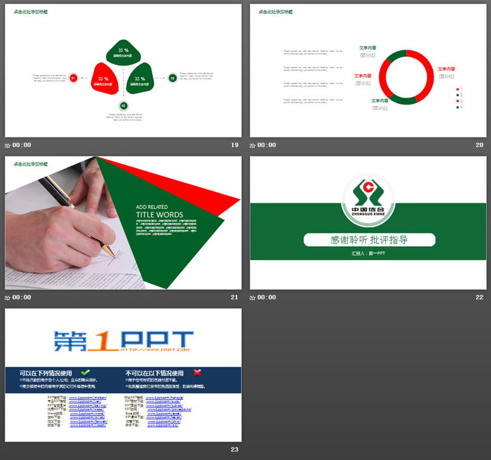 绿色简洁中国信合工作总结汇报PPT模板