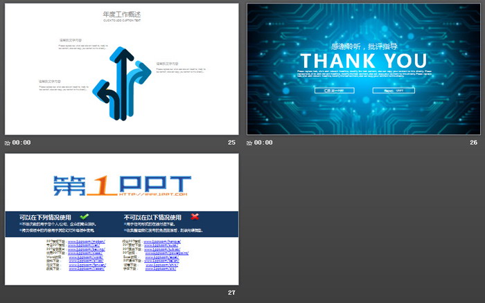 蓝色集成电路背景的科技行业PPT模板