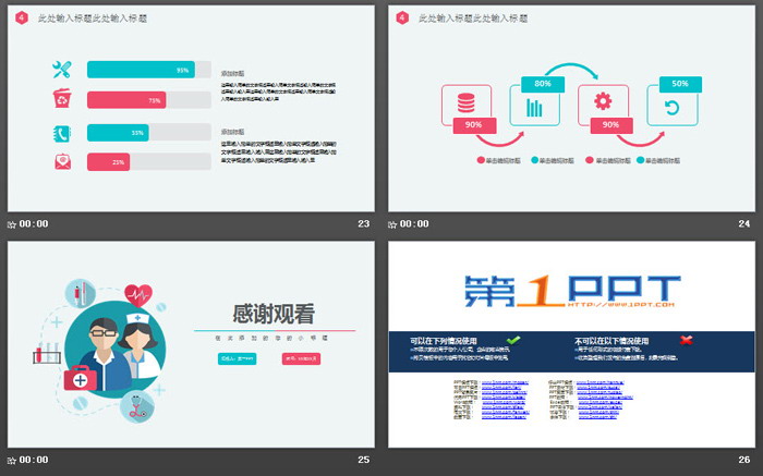 扁平化医疗医学护理PPT模板