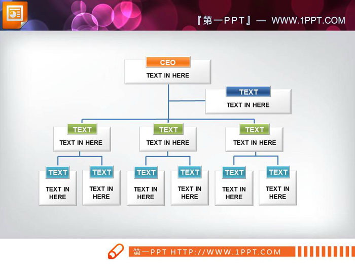 三张彩色实用公司组织机构PPT树形图