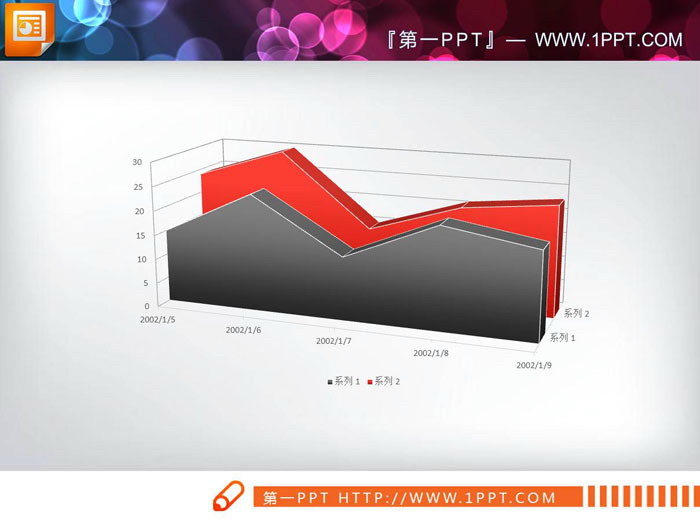 红黑配色立体PPT折线图