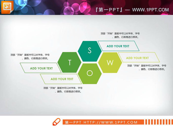 三张简洁swot幻灯片图表