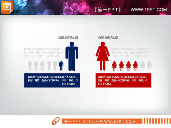 两张男女数据对比PPT图表