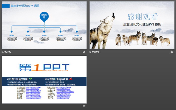 狼群背景的狼性企业文化培训PPT模板