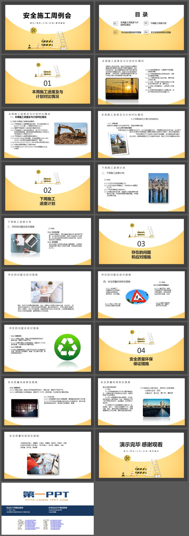 安全施工管理周例会PPT模板