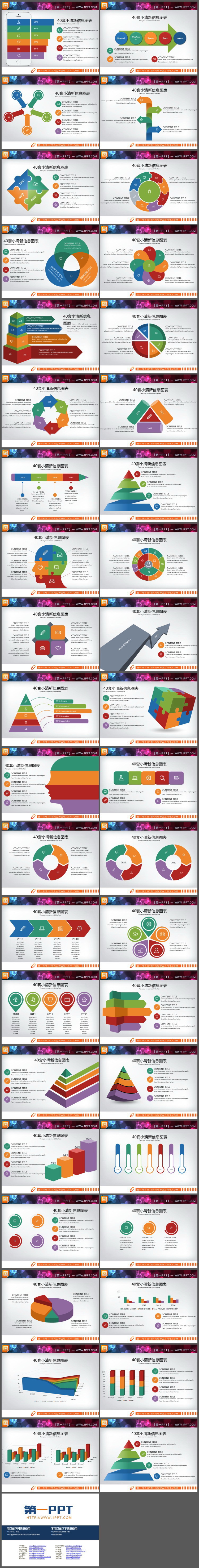 40张彩色小清新PPT图表合集