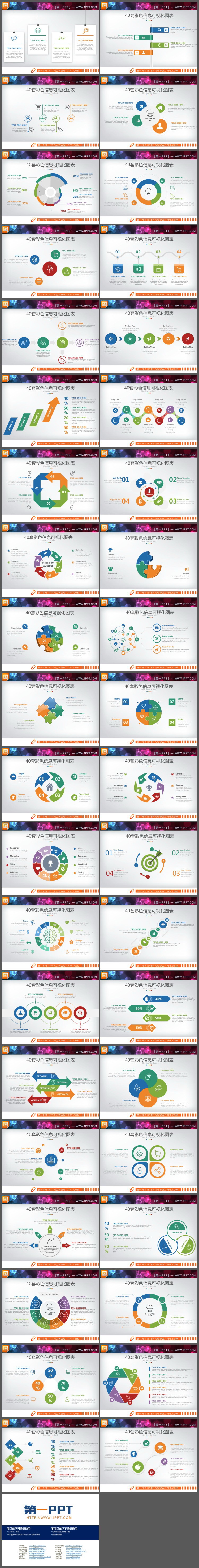 40套彩色精致PPT信息图表