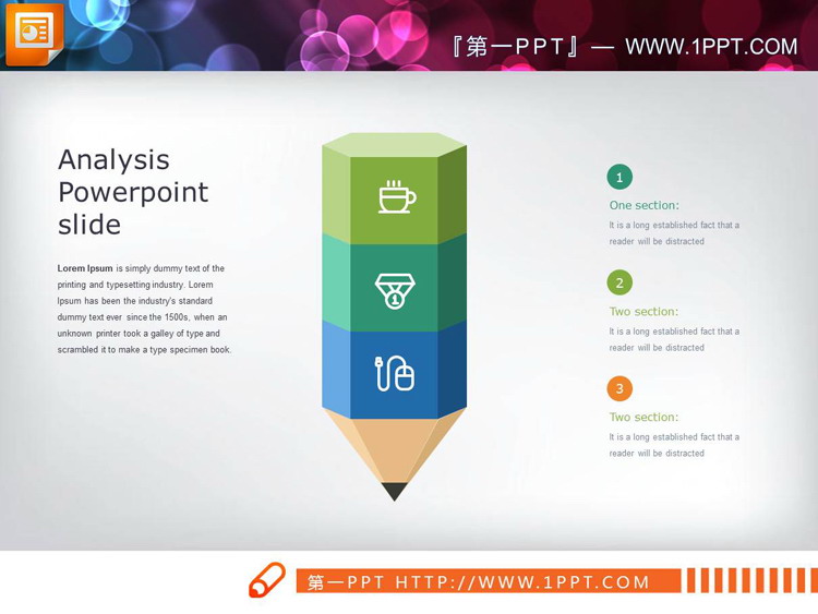 五套精美彩色铅笔样式的PPT图表