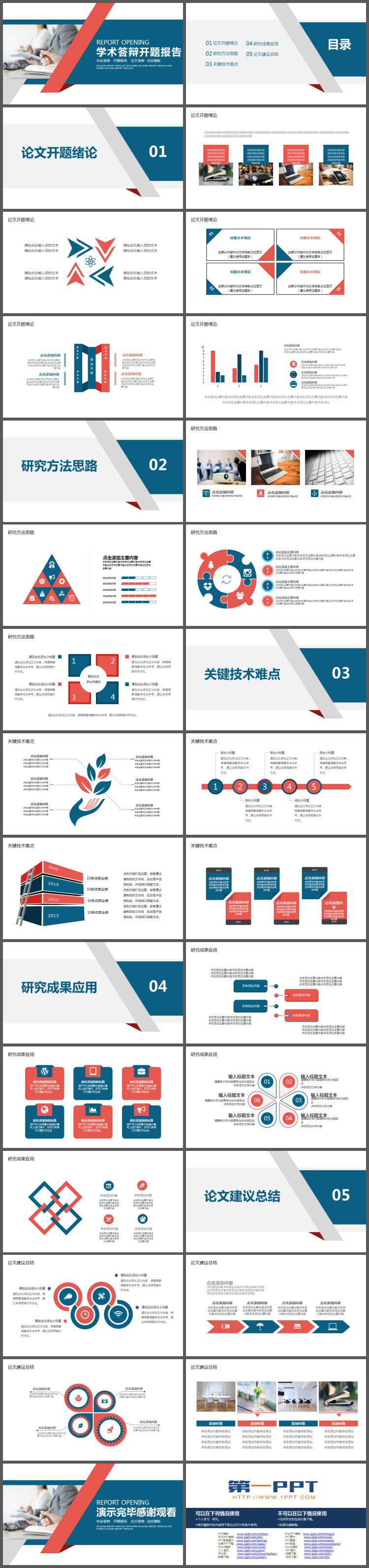 蓝橙配色的学术答辩开题报告PPT模板