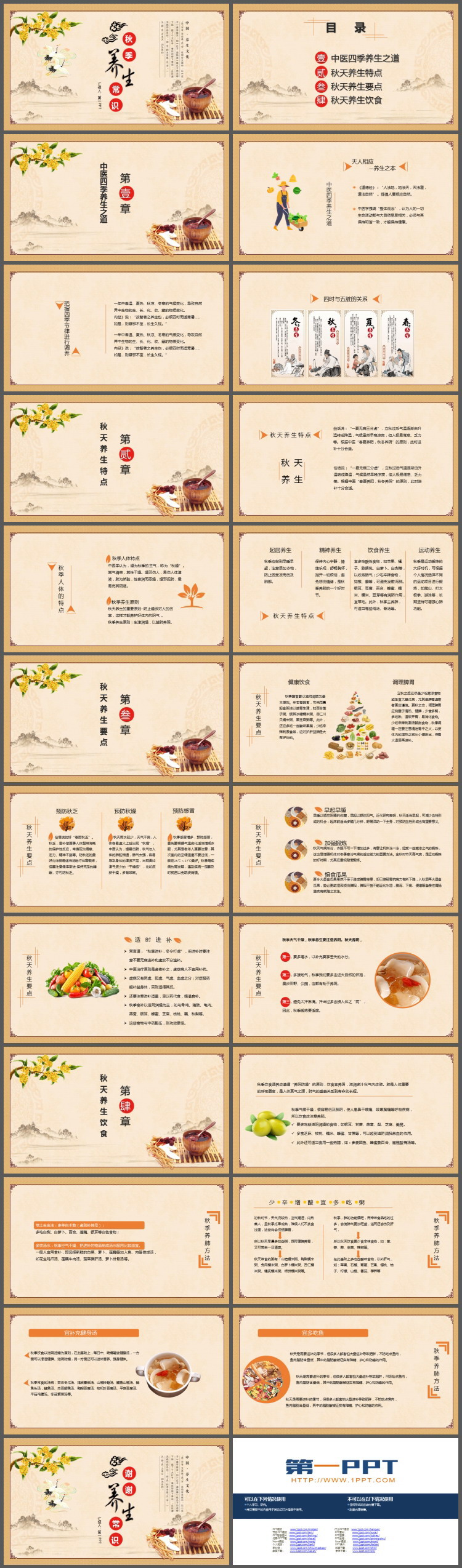 古典中国风秋季养生PPT模板