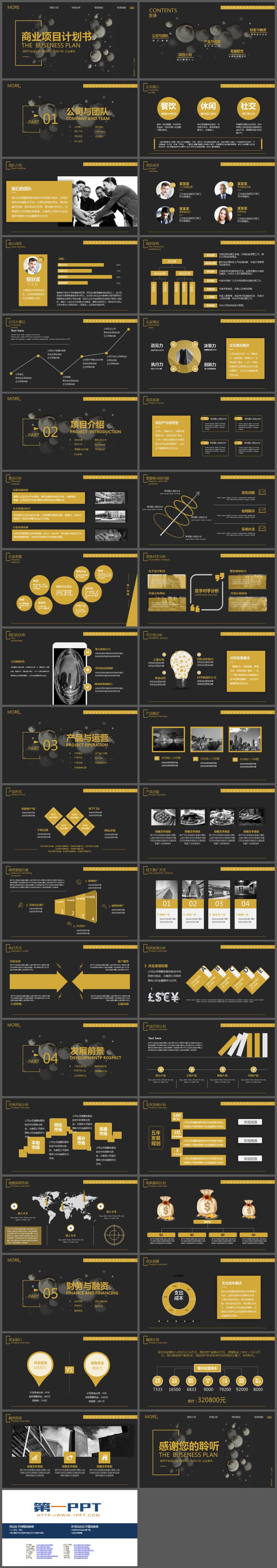 黑金配色高端商业计划书PPT模板