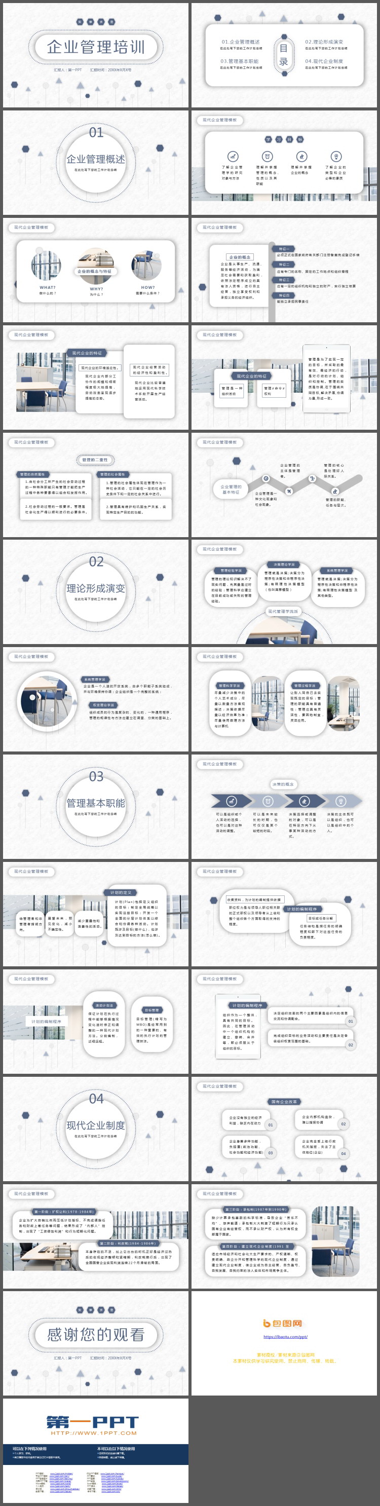 蓝色极简企业管理培训PPT模板下载