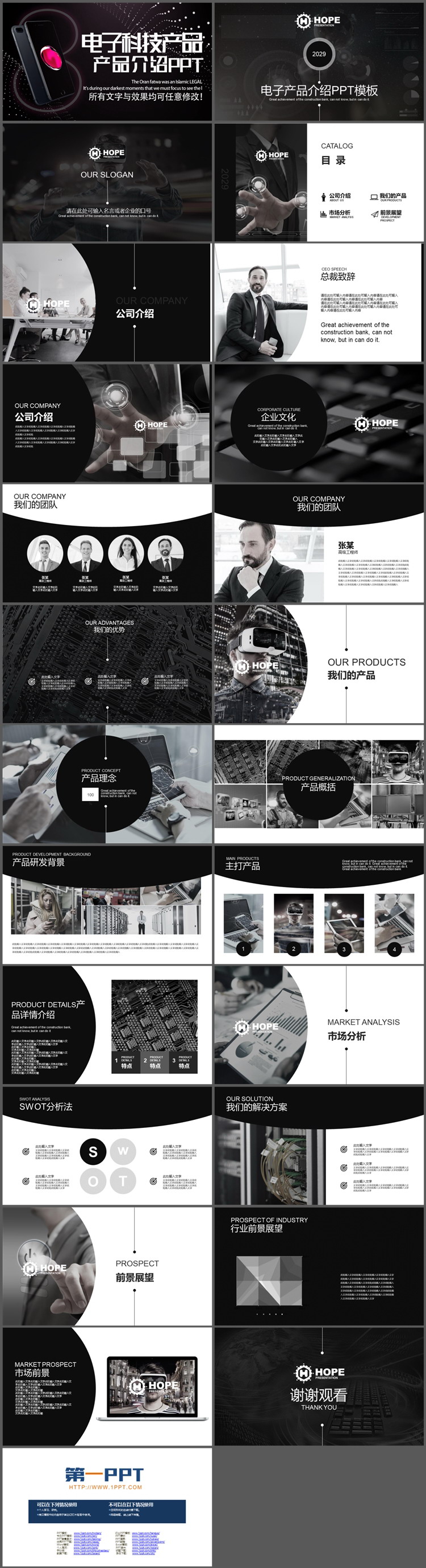 黑色电子科技产品介绍PPT模板免费下载