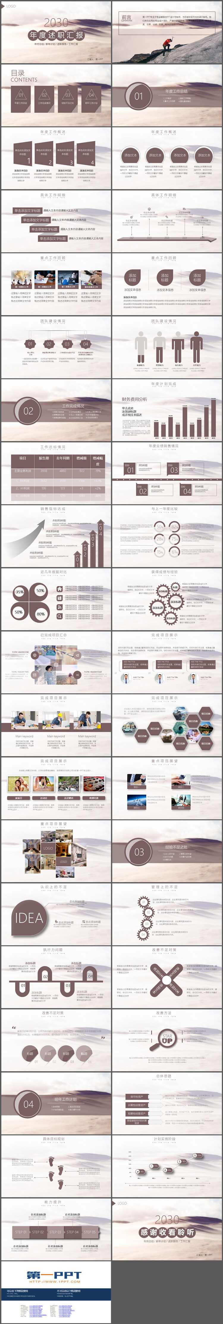 棕色沙漠背景的年度述职报告PPT模板下载