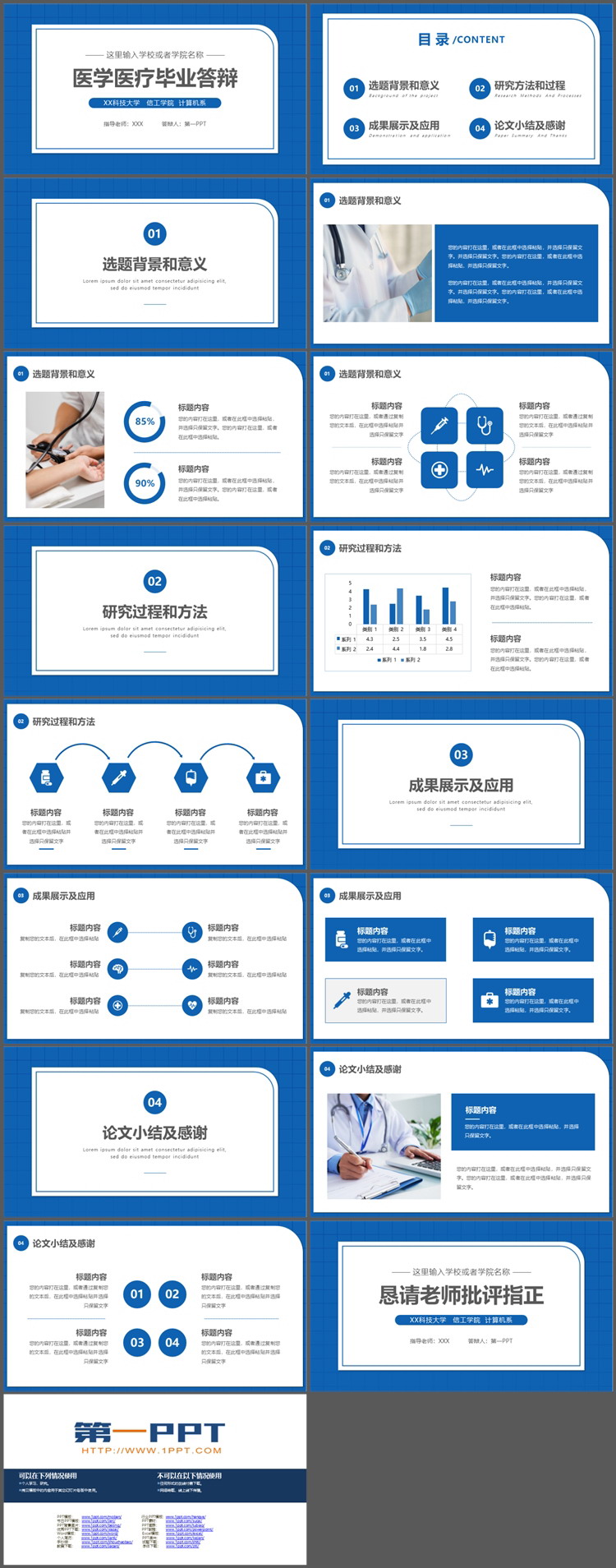 蓝色简约医疗医学专业毕业论文答辩PPT模板下载
