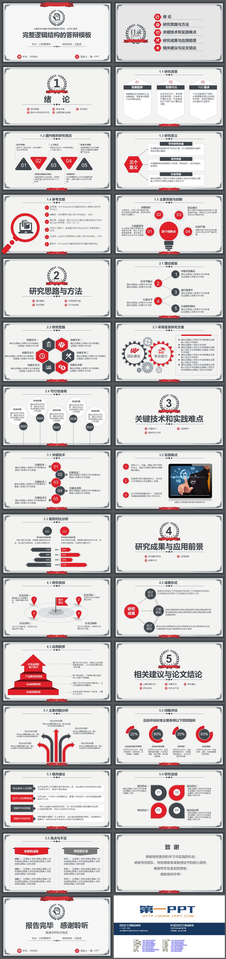 严谨逻辑结构完整的毕业答辩PPT模板下载