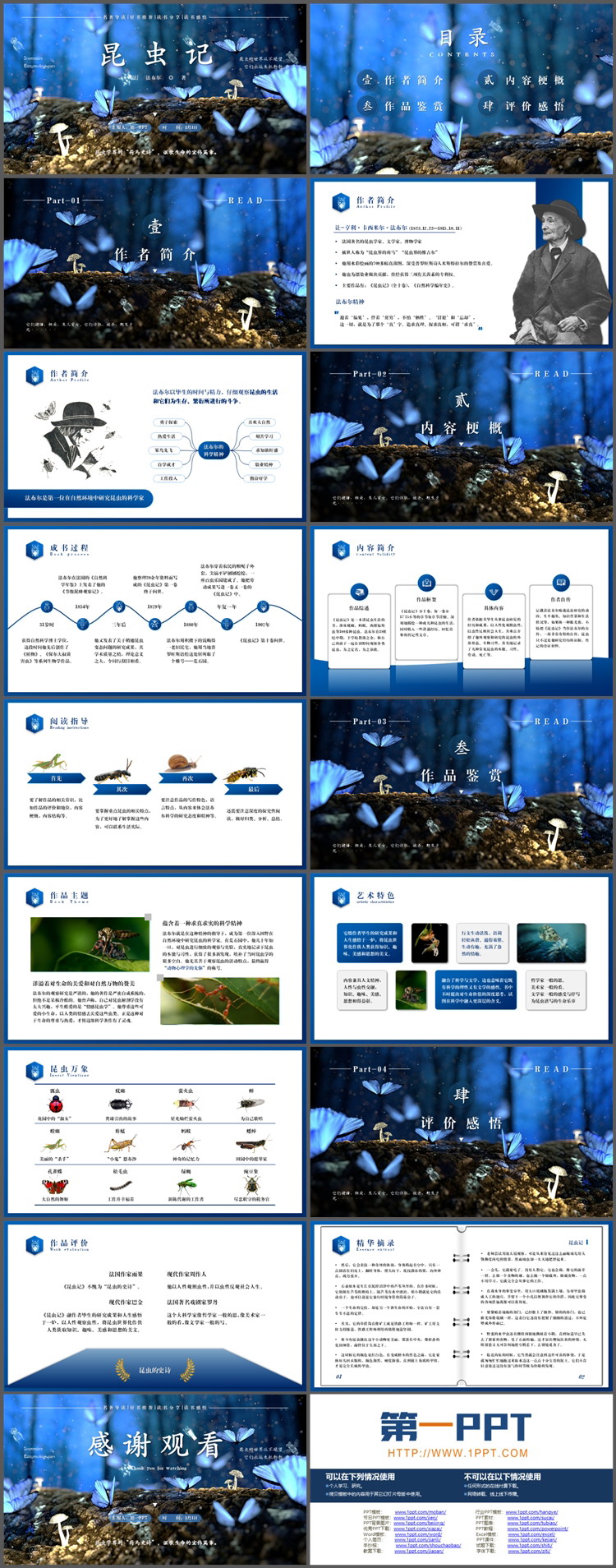《昆虫记》好书推荐分享读后感悟PPT下载