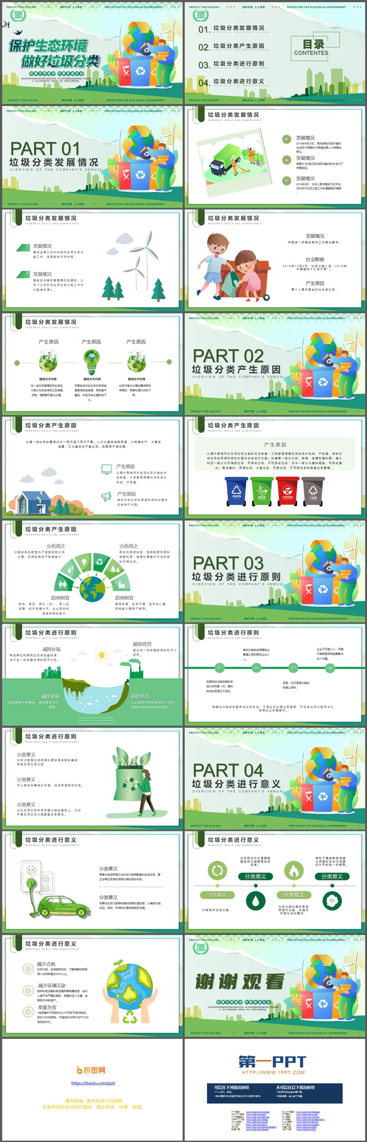 保护生态环境做好垃圾分类PPT模板下载