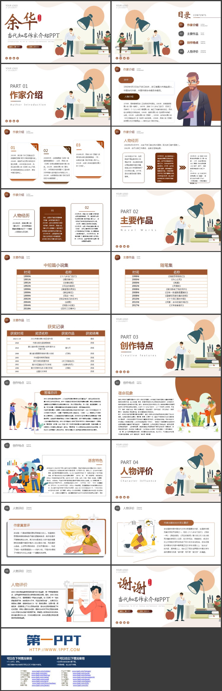 读书的人背景当代知名作家余华人物介绍PPT下载