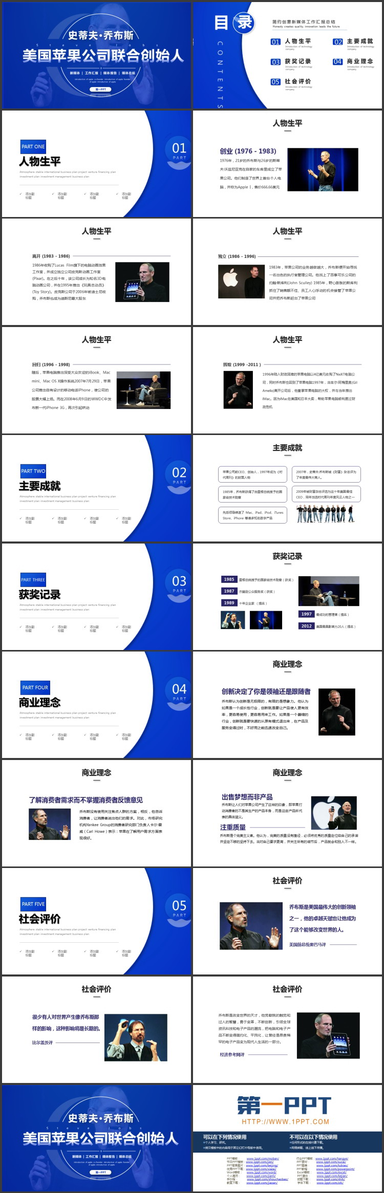 美国苹果公司联合创始人史蒂夫·乔布斯人物介绍PPT下载