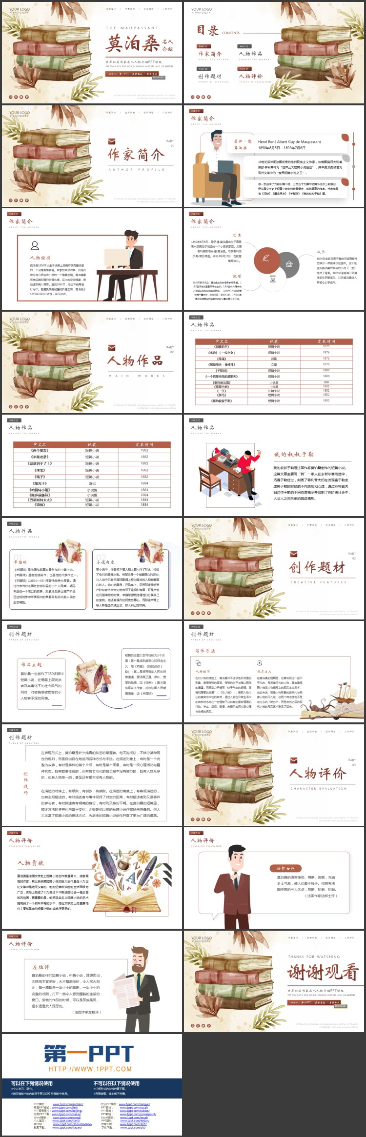 世界知名作家莫泊桑人物介绍PPT下载