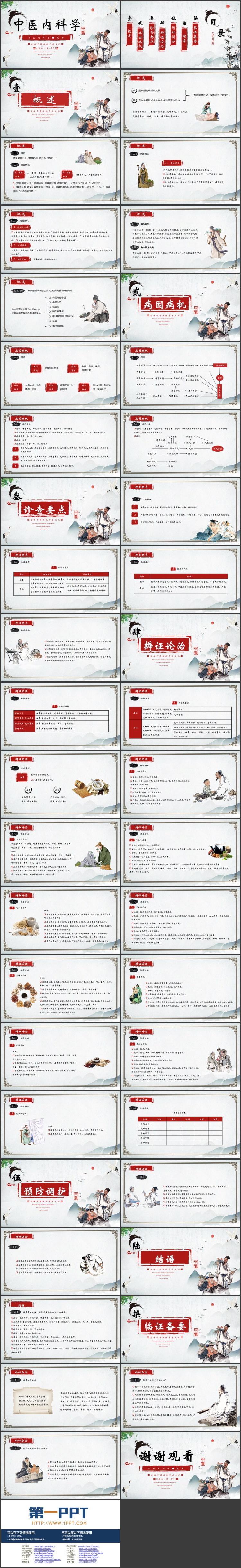 古风水墨采药的中医背景中医内科学中国传统中医文化PPT模板下载