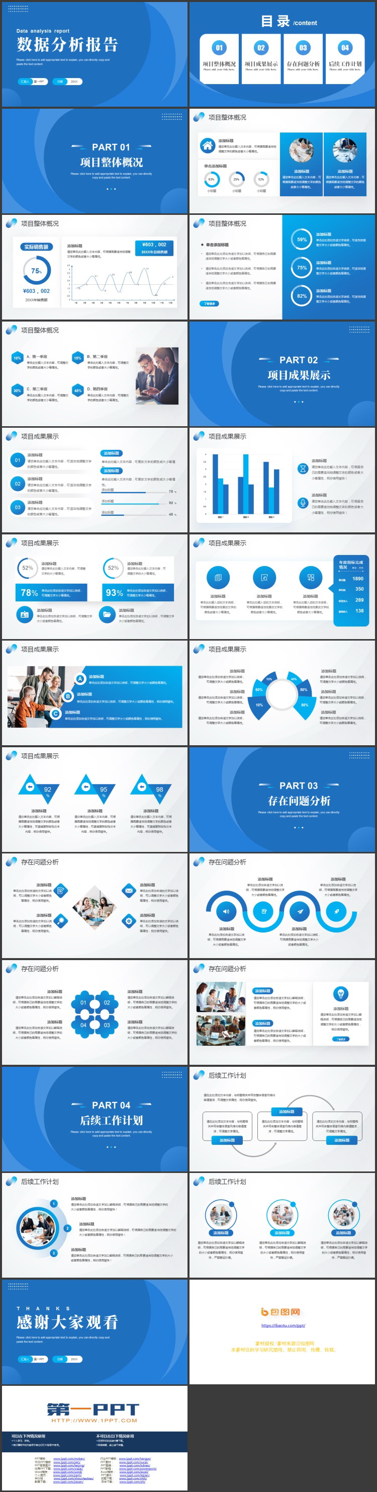 蓝色简约风数据分析报告PPT模板下载