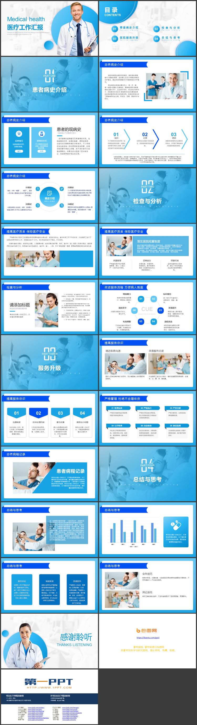 蓝色医生背景的医疗工作汇报PPT模板下载