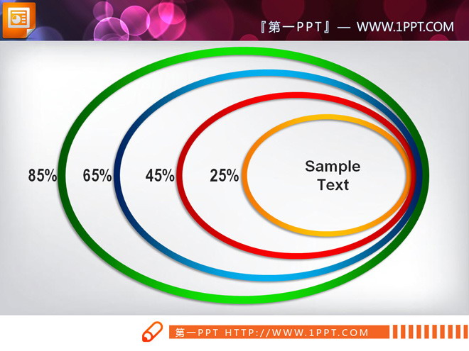 彩色圆环包含层级关系幻灯片图表