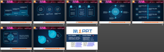 简约蓝色商务PPT图表整套下载